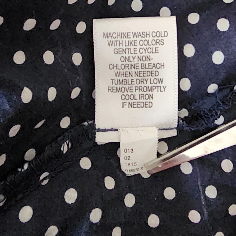 Merona‎ Navy Blue Polka Dot Peplum Blouse Cotton Silk Medium - Picture 5 of 7
